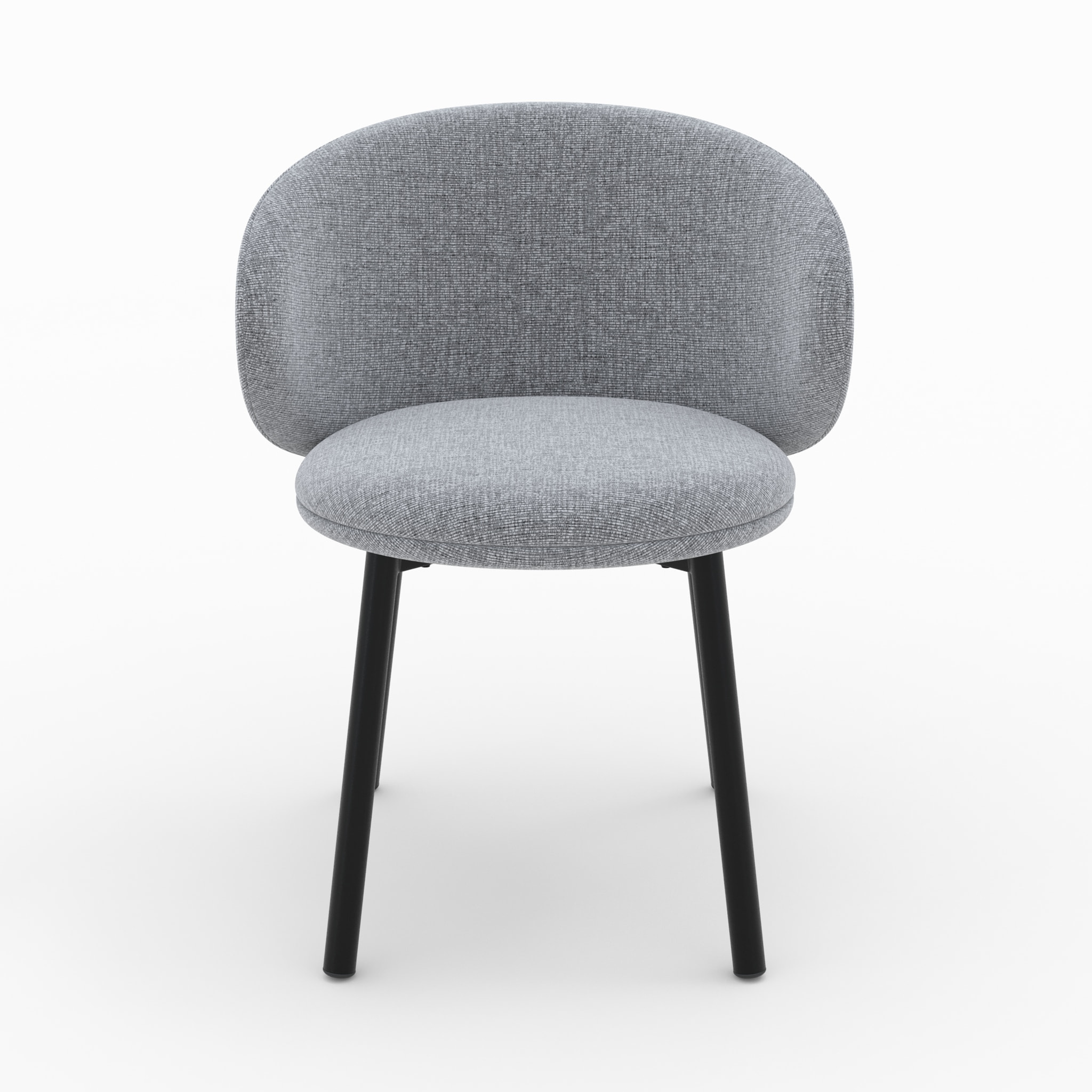 Lot de 2 chaises en tissu gris foncé chiné et pieds noirs - Cécilia