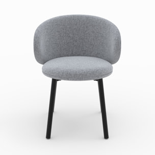 Lot de 2 chaises en tissu gris foncé chiné et pieds noirs - Cécilia