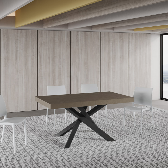 Table extensible 90x160/420 cm Volantis taupe pieds anthracite