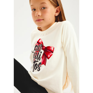 Camiseta Niña Manga Larga Con Estampado