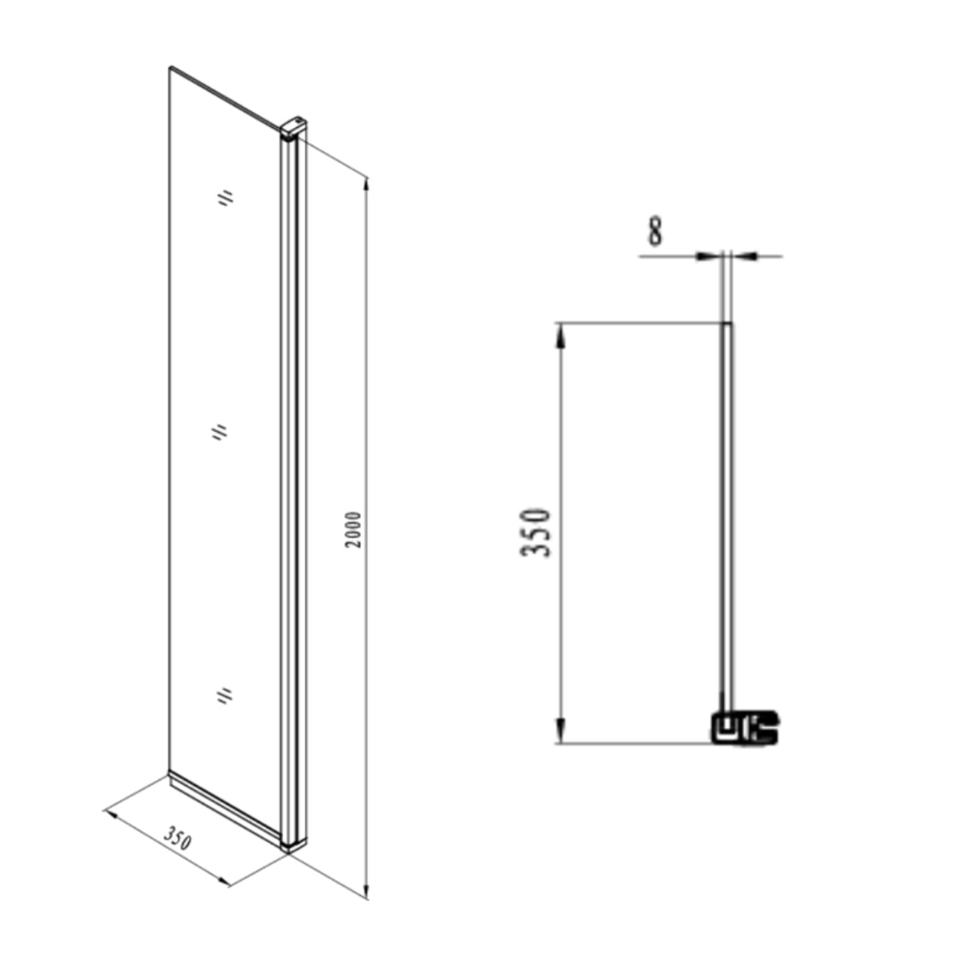 Walk-in écran de douche orientable 35x200cm, chrome (SIKOWIROZ)
