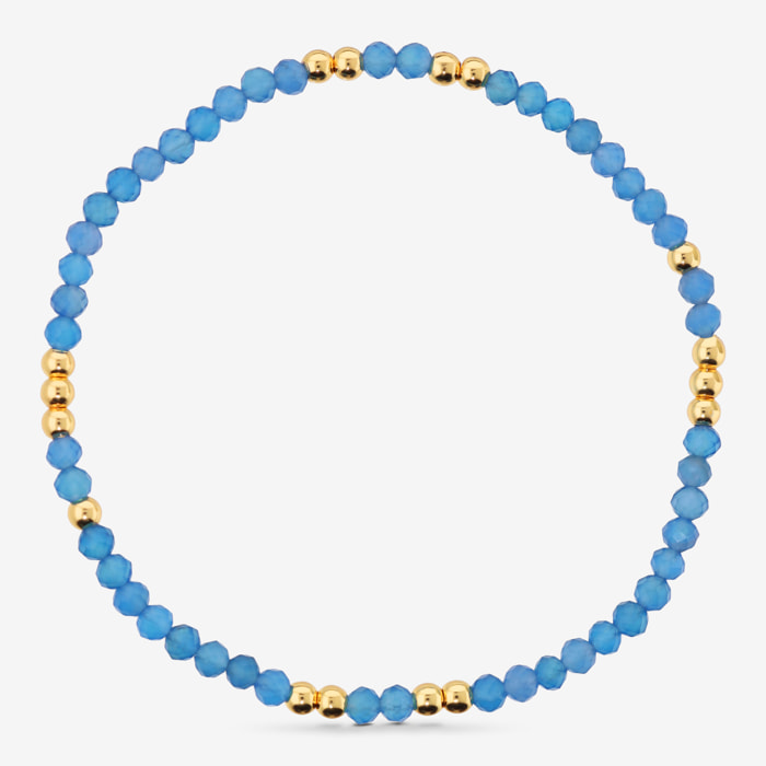 Bracciale Elastico con Agata Blu e Bead Lucide