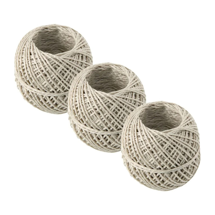 Lot de 3 rouleaux de Ficelle imitation lin 50 m Fackelmann Tecno