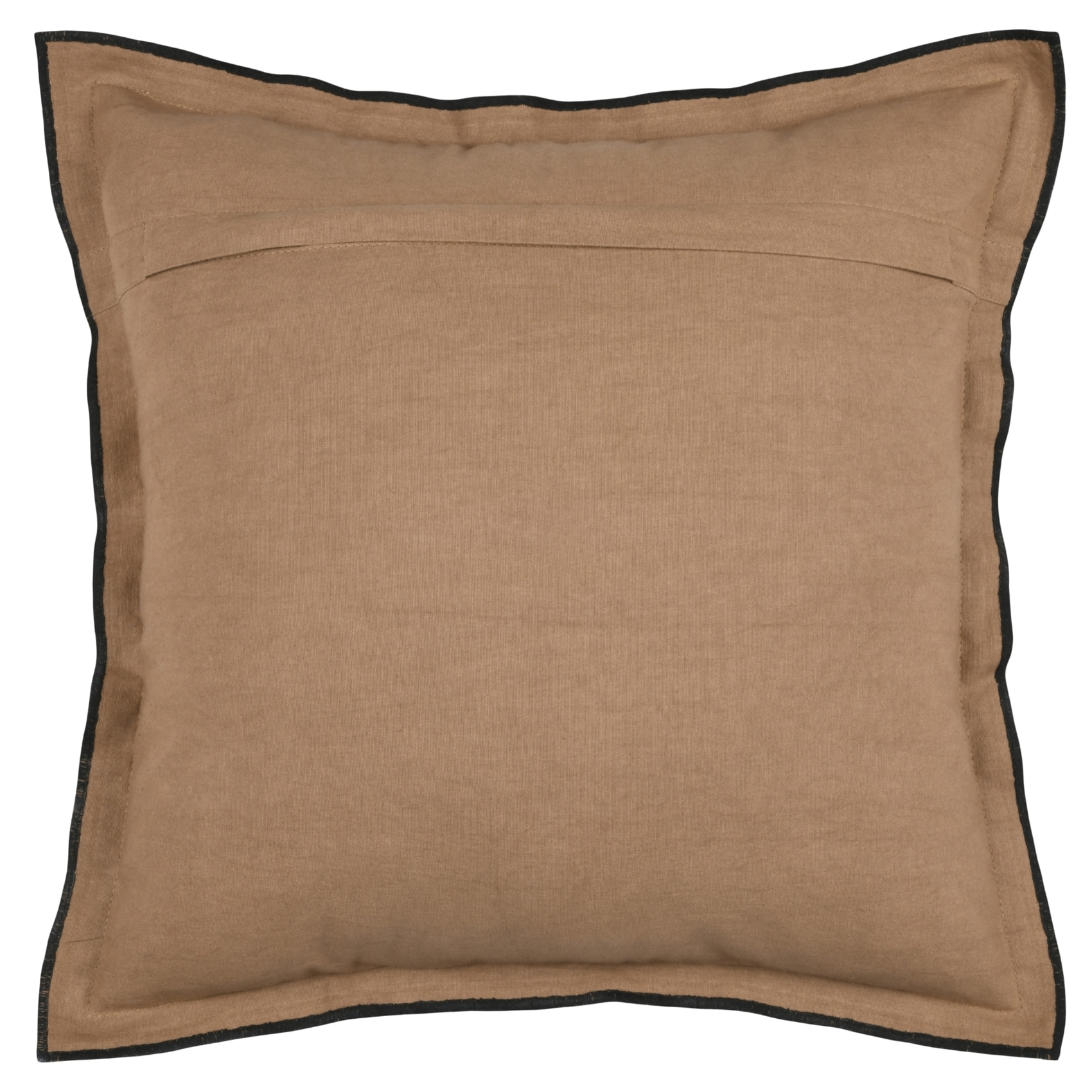 Coussin coton volant plat feston noir - Marron Clair