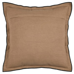 Coussin coton volant plat feston noir - Marron Clair