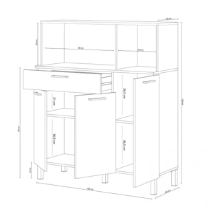 Alacena cocina Colin 3 Puertas Blanco Artik (Blanco Mate) - Roble Canadian