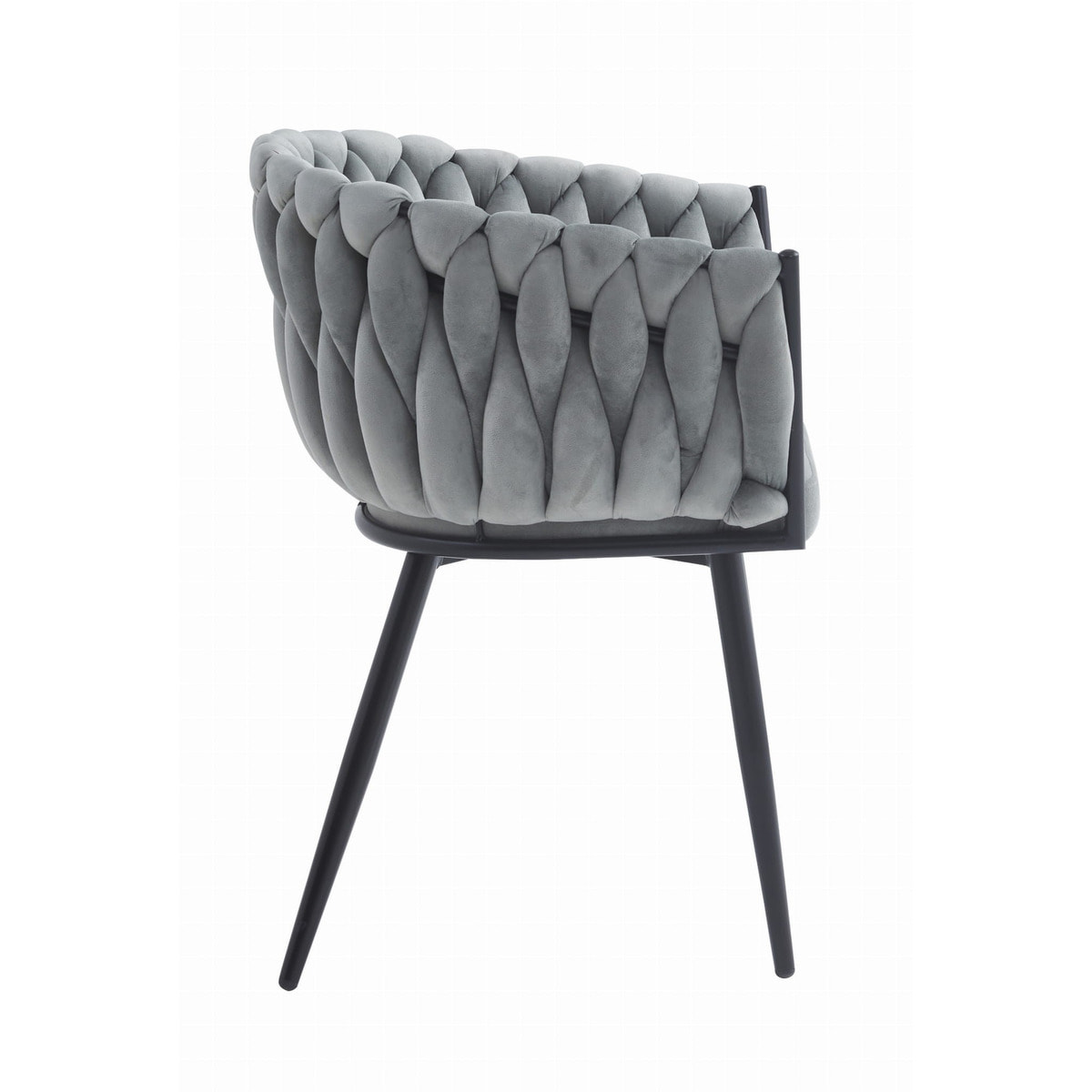 Set di 2 sedie Orion in velluto grigio chiaro con schienale a treccia