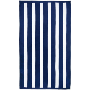 Serviette de plage éponge velours Jacquard Bleu 100x175 470g/m² - Bahia Bleu Marine