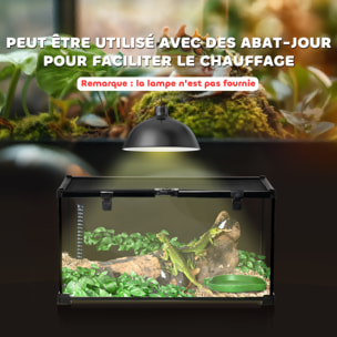 Terrarium en verre - vivarium reptiles & batraciens - habitat tortue - couvercle grillagé coulissant verrouillable - distributeur eau, thermomètre inclus - métal noir verre