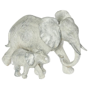 Statue 2 éléphants Kenna H.15,5cm résine
