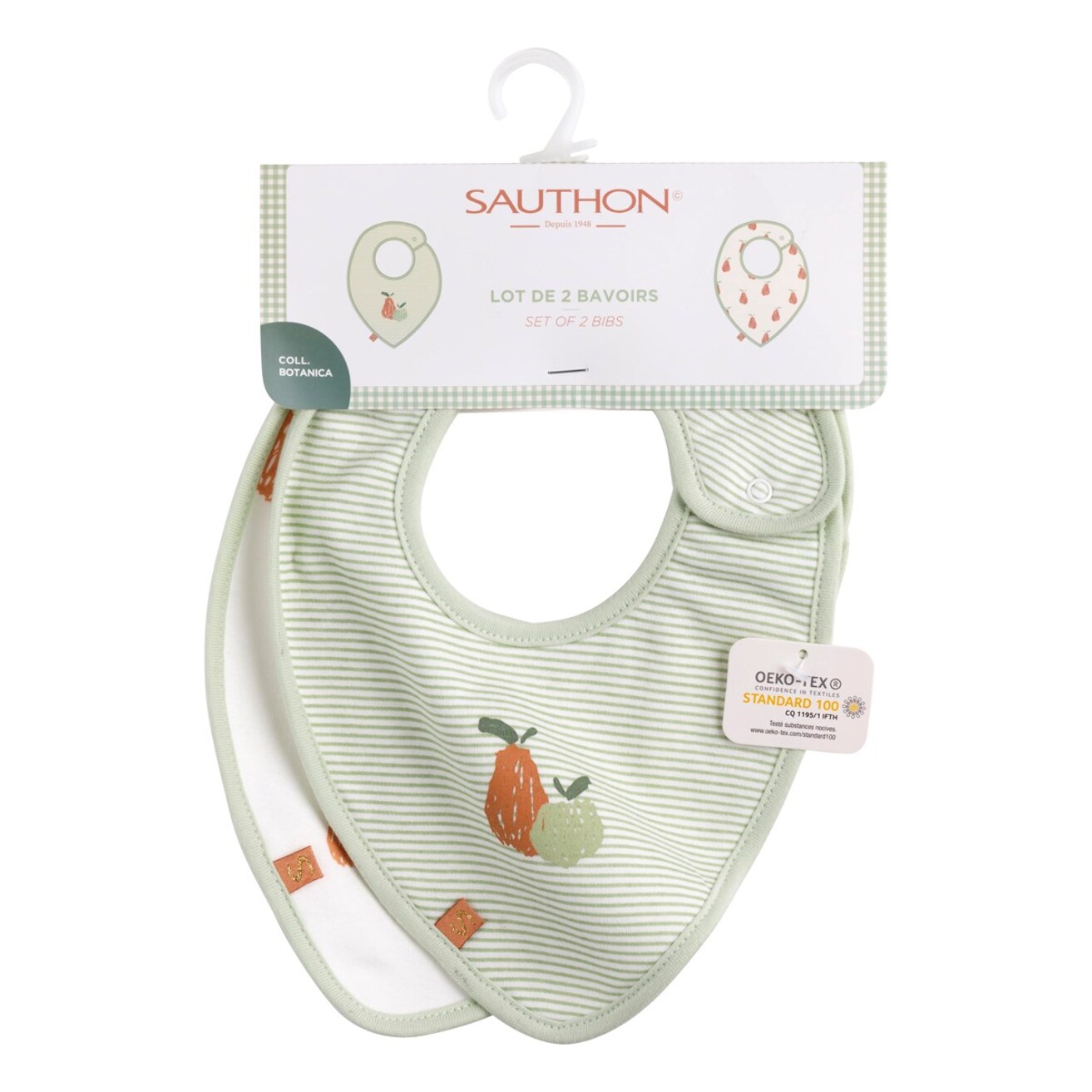 Bavoirs en coton lot de 2 Vert tilleul