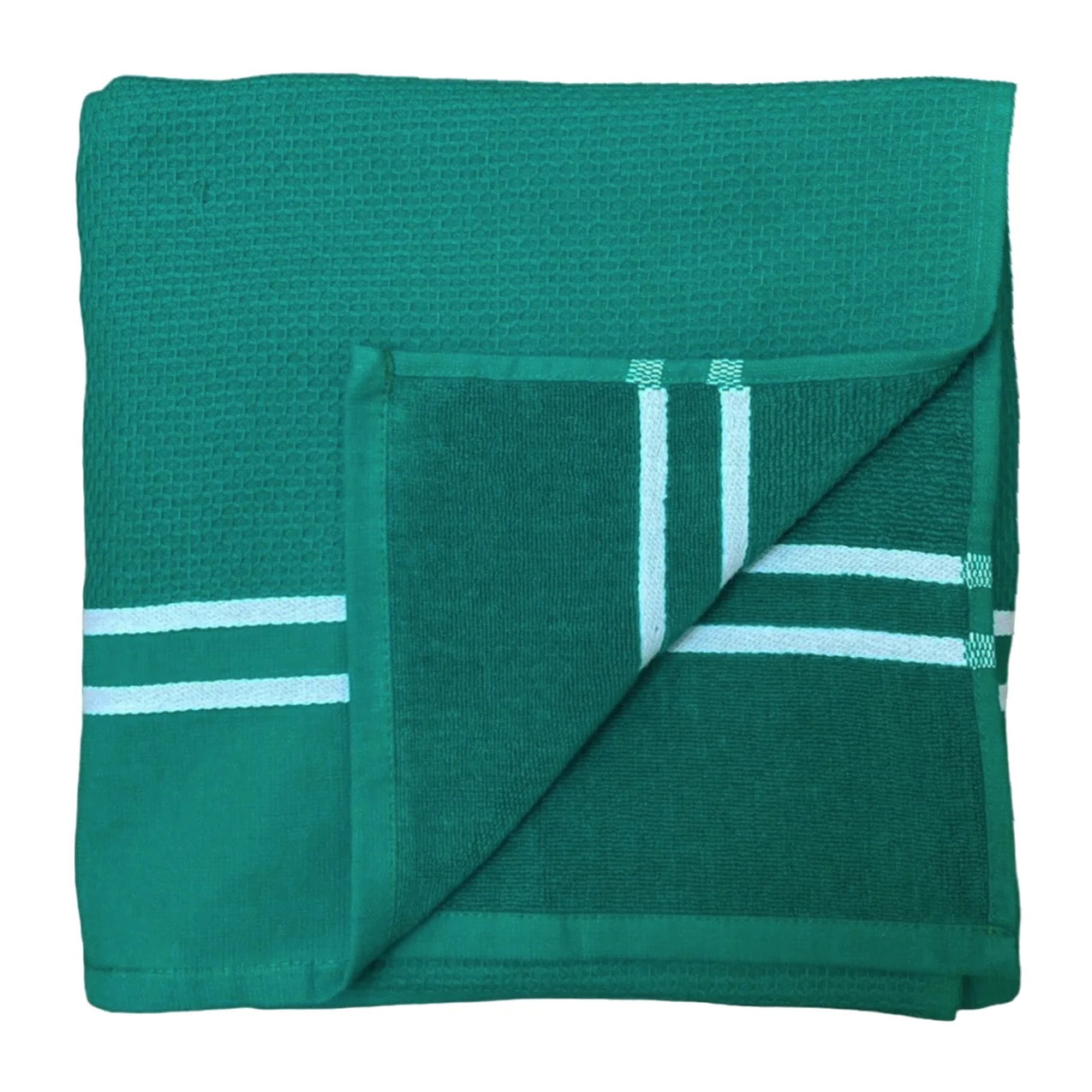 Fouta doublée éponge L - Waffle Vert - 355g/m²