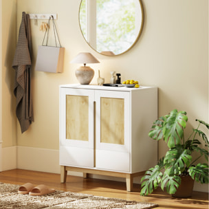 Buffet style nordique - 2 portes, étagère, 2 tiroirs - piètement bois banc effet bois clair