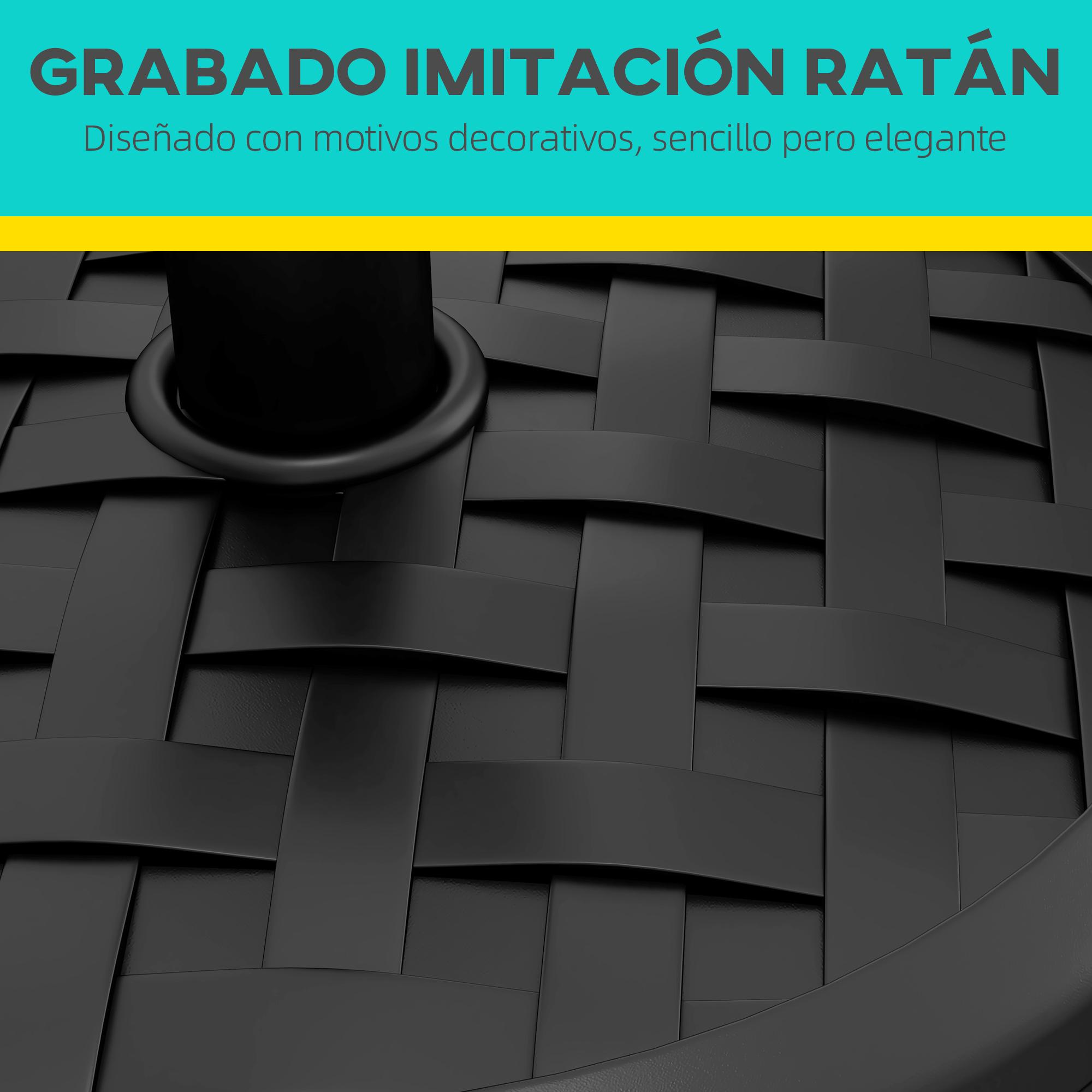 Base de Sombrilla Redondo Soporte para Parasol Rellenable de Cemento Peso 18 kg para Poste de Paraguas de Ø38/48 mm Ø45x36 cm Negro