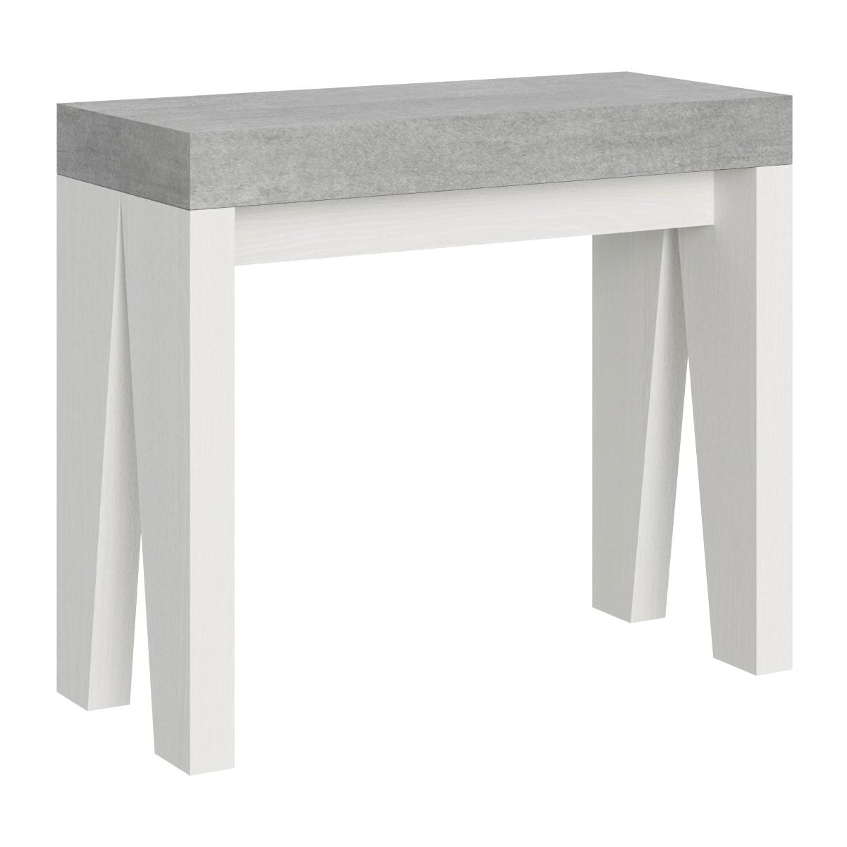 Consolle allungabile 90x40/196 cm Naxy Mix Small piano Cemento - struttura Bianco Frassino