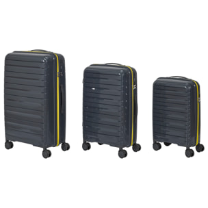 Valise Rome Gris Zip Jaune Fluo X3