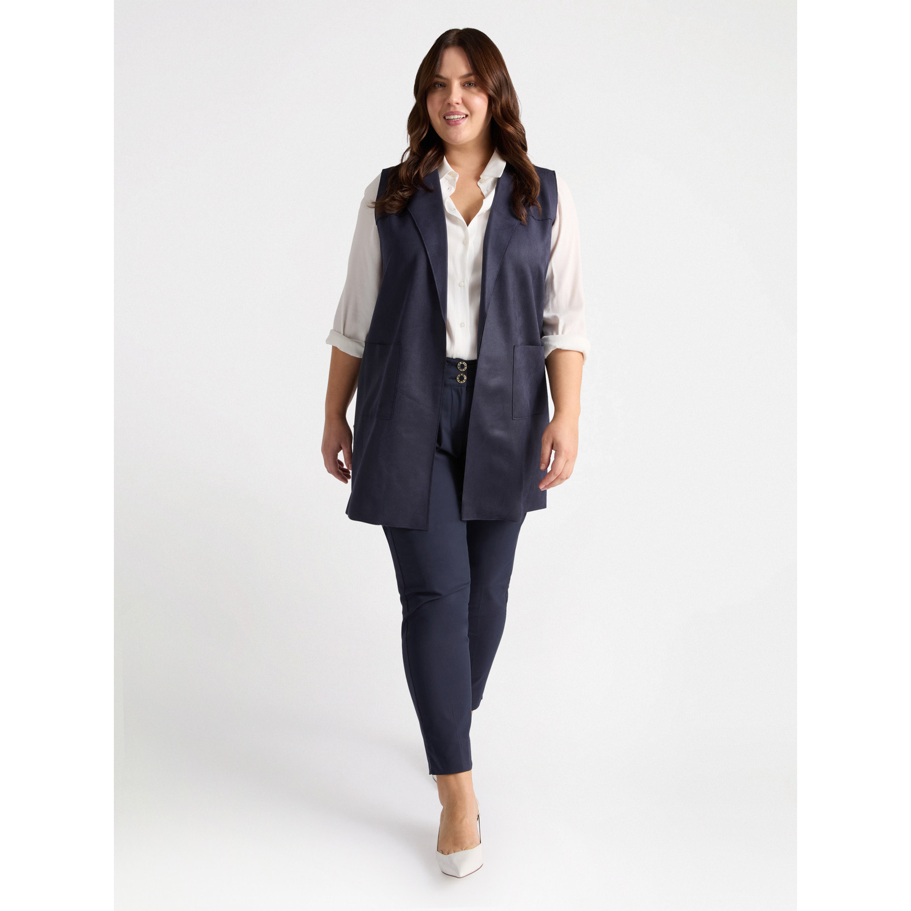 Fiorella Rubino - Chaleco en tejido efecto usado - Azul