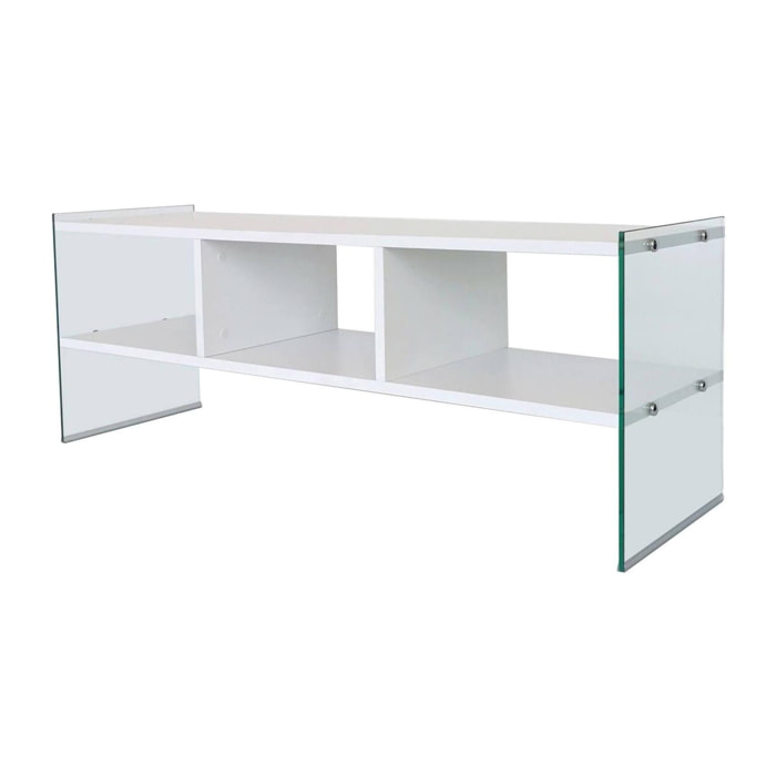 Mobile porta TV Dbennace, Credenza da soggiorno, Armadio basso per TV, Base parete attrezzata, 120x35h45 cm, Bianco