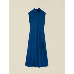 Oltre - Vestito midi in raso con fiocco - Blu