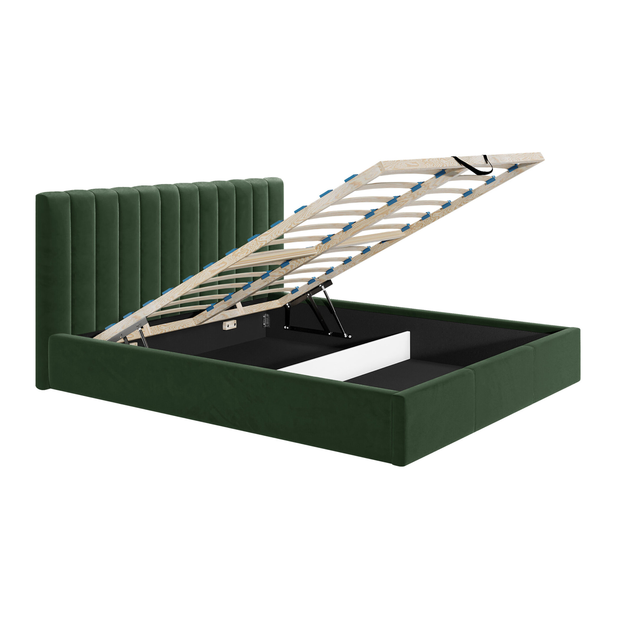 Rosario - lit coffre - 180x200 - sommier inclus - en velours - Vert