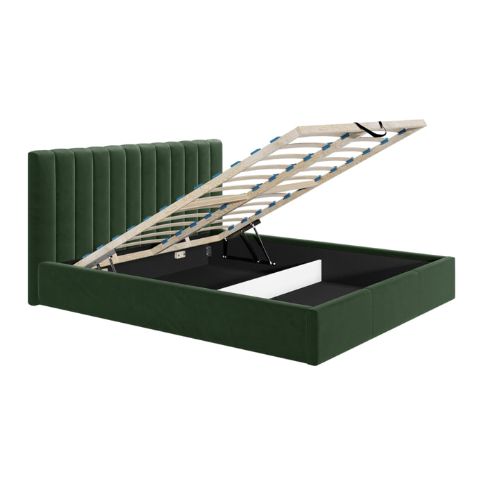 Rosario - lit coffre - 180x200 - sommier inclus - en velours - Vert