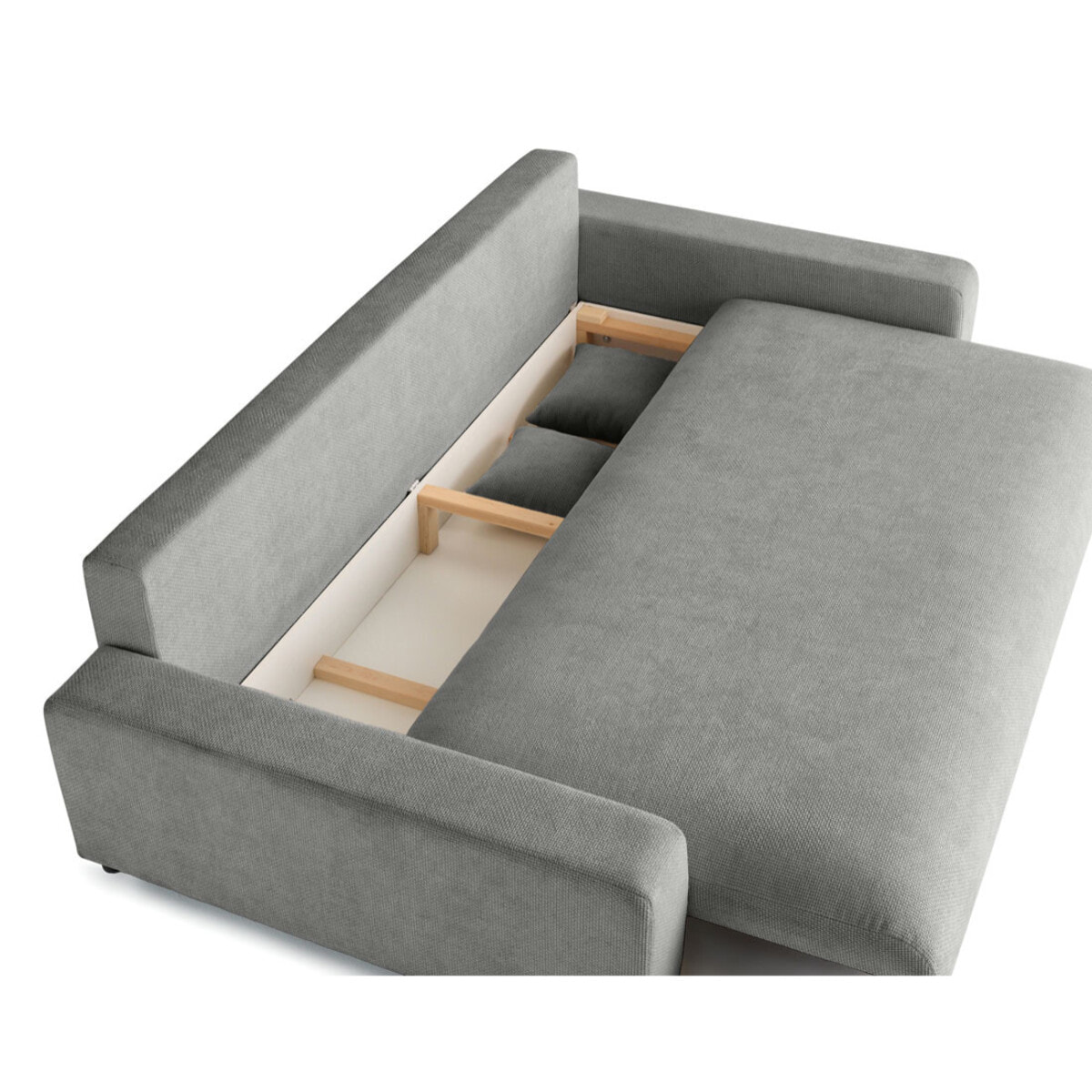 Pivoine - canapé droit 3 places - convertible avec coffre - en velours texturé - Gris