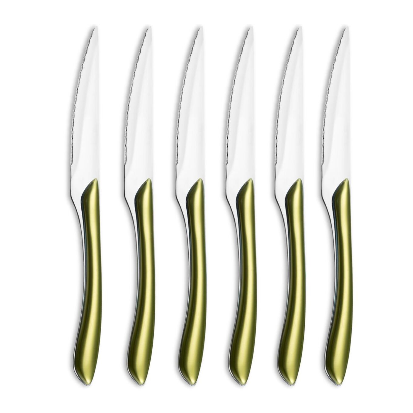 Solstice Oliva Metalizado - Set de 6 cuchillos para carne