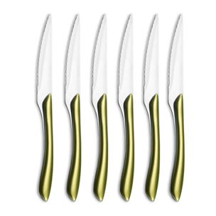 Solstice Oliva Metalizado - Set de 6 cuchillos para carne