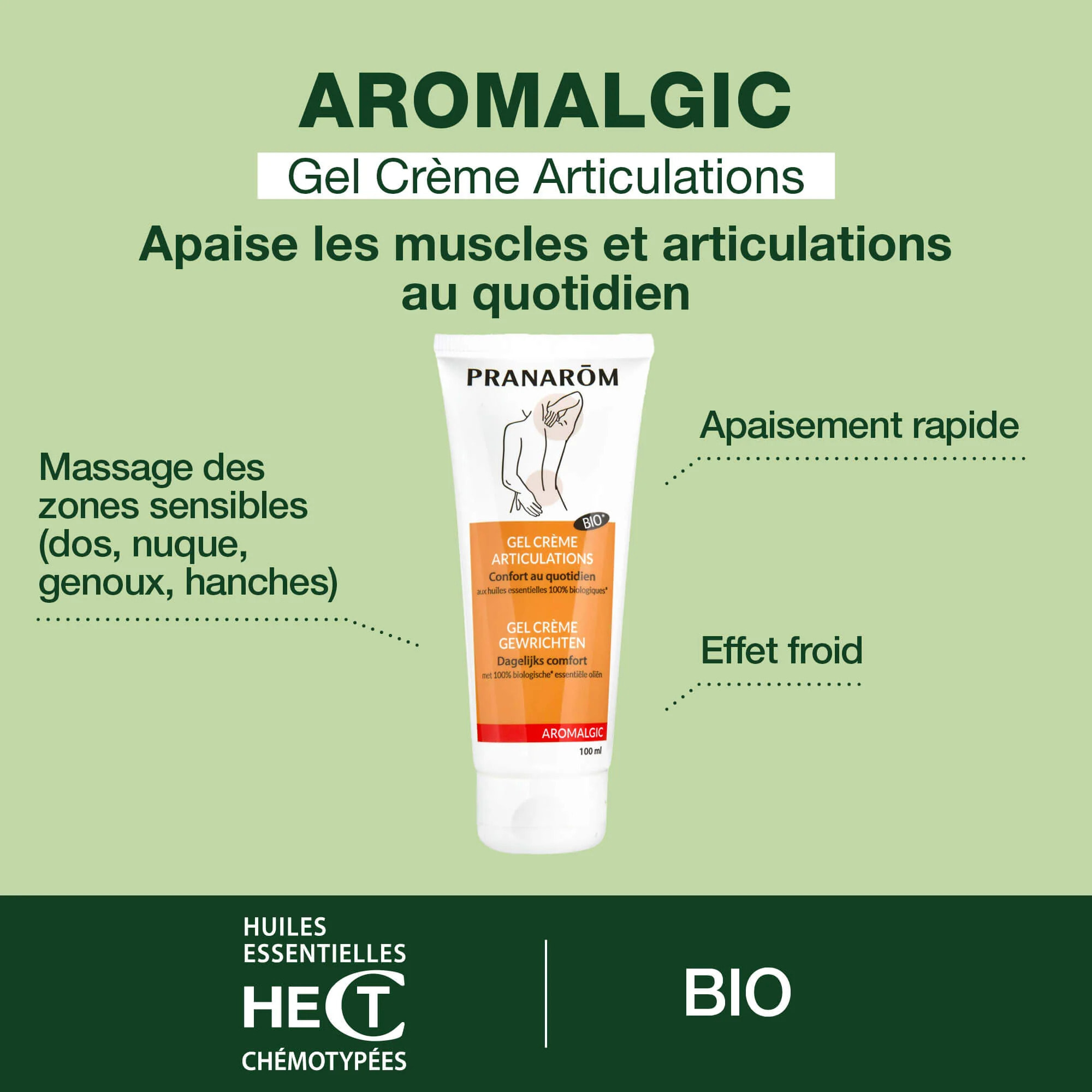 Pranarom - Gel crème - Articulations et muscles - Bio - 100 ml