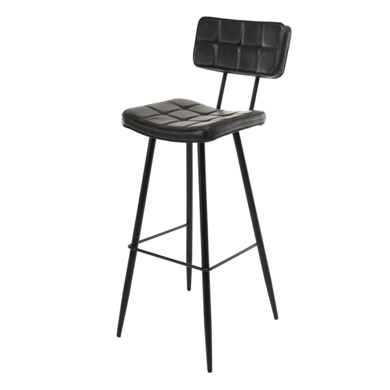 TOM - Lot de 2 tabourets de bar James noir hauteur d'assise 80cm