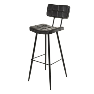 TOM - Lot de 2 tabourets de bar James noir hauteur d'assise 80cm