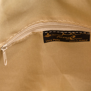 Borsa a tracolla da donna Cenerente. Vera pelle scamosciata con stampa coccodrillo.