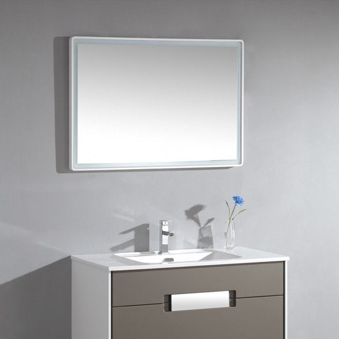 Miroir LED 120 cm finition blanc