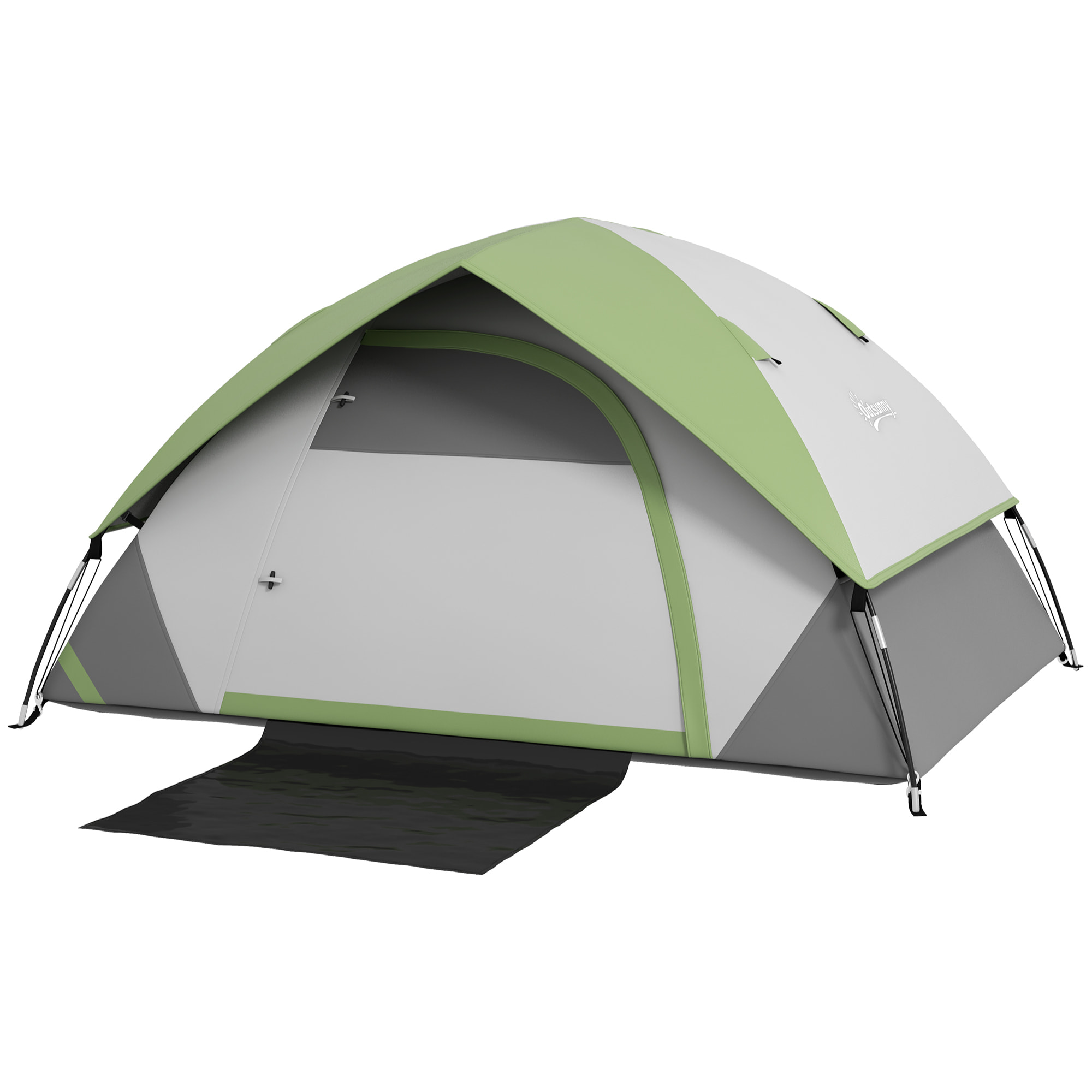 Tente de camping 2 personnes dôme étanchéité 3000 mm tapis de sol sac transport vert gris