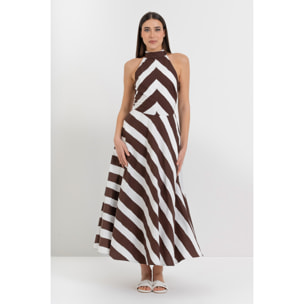 Kocca - Abito lungo a righe in cotone con scollo all'americana Donna