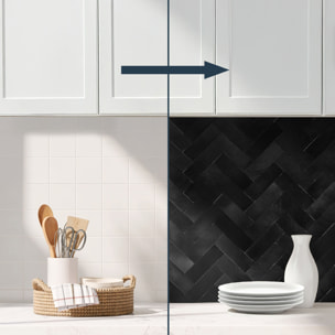 Crédence adhésive murale 3D  - Effet chevron 4 pièces - Noir