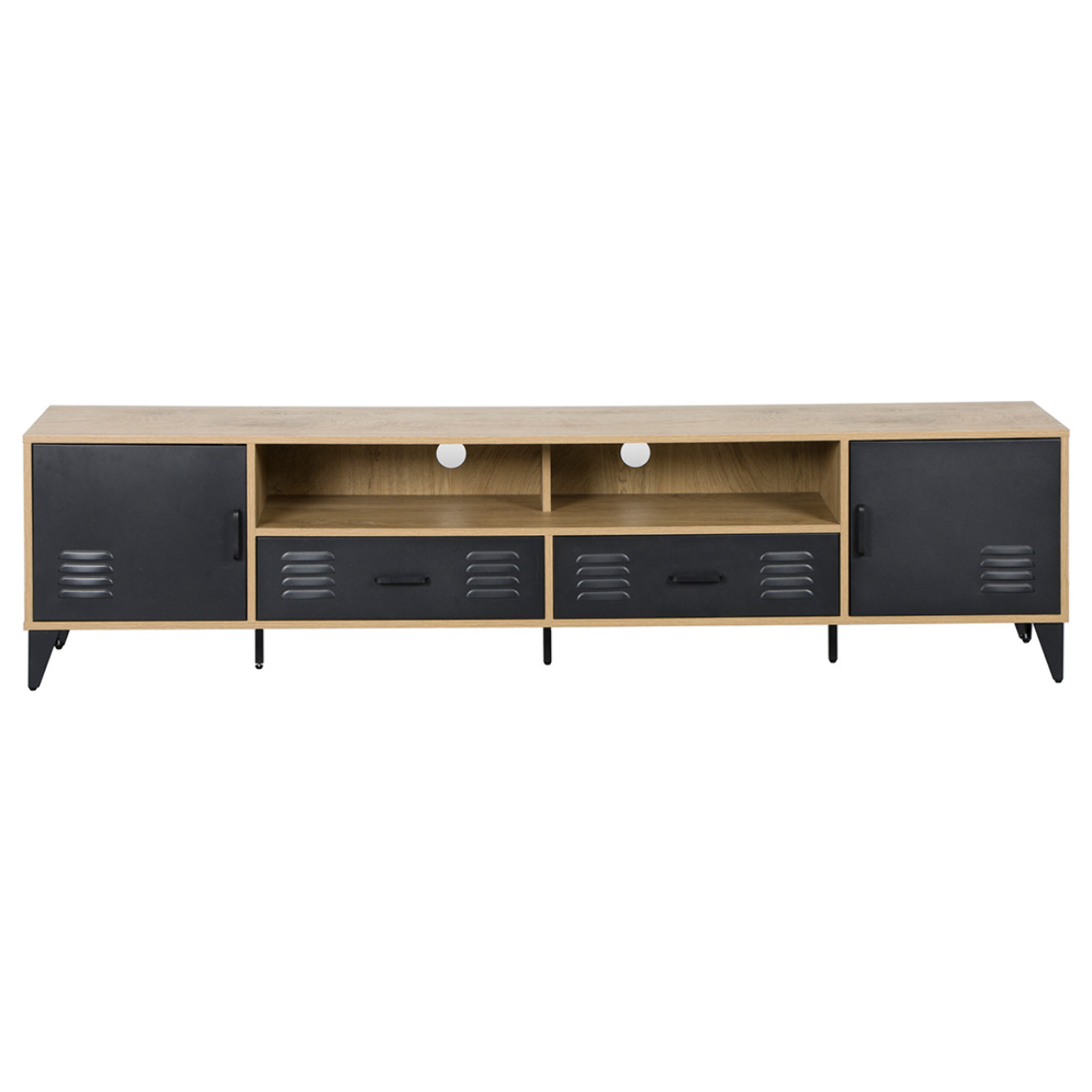 Tribeca - meuble tv - effet bois et métal noir - 200 cm - Bois / Noir