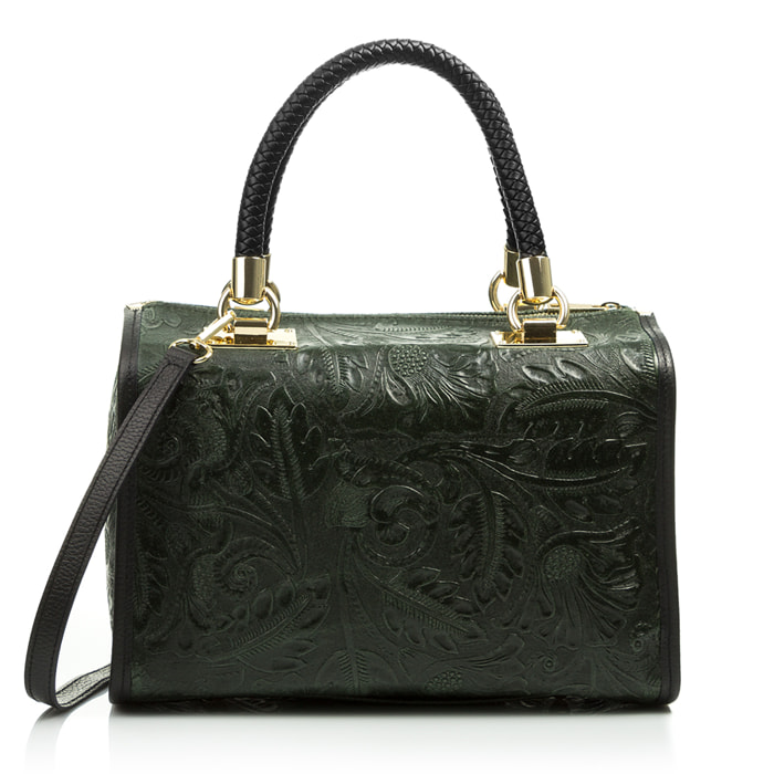 Catena Borsa tote Donna.Pelle autentica Camoscio Inciso Arabesco