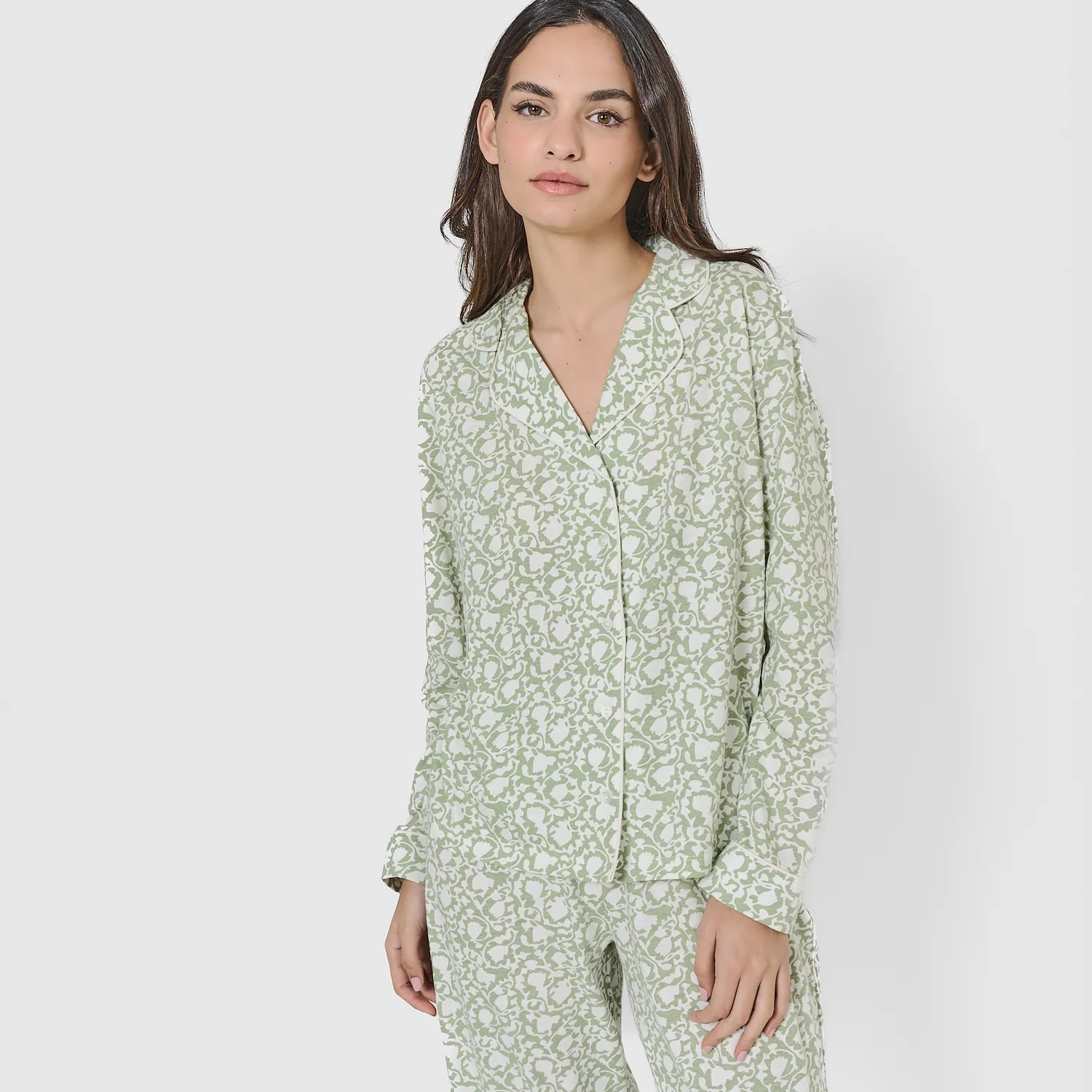 Pigiama camicia telma in cotone verde