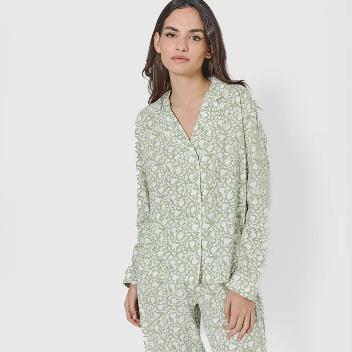 Pigiama camicia telma in cotone verde