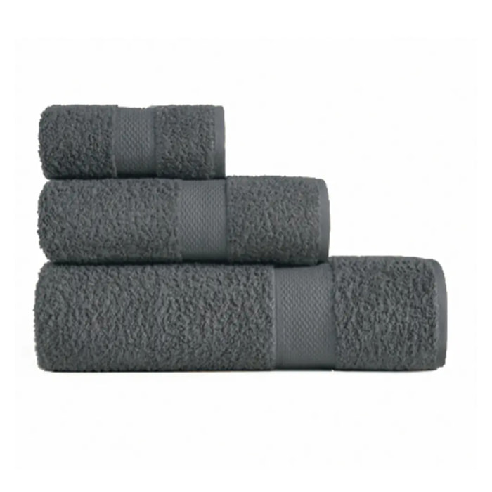 Set 3 asciugamano spugna cotone 100% Made in Italy. Ospite + Salvietta + Telo. Colore ANTRACITE
