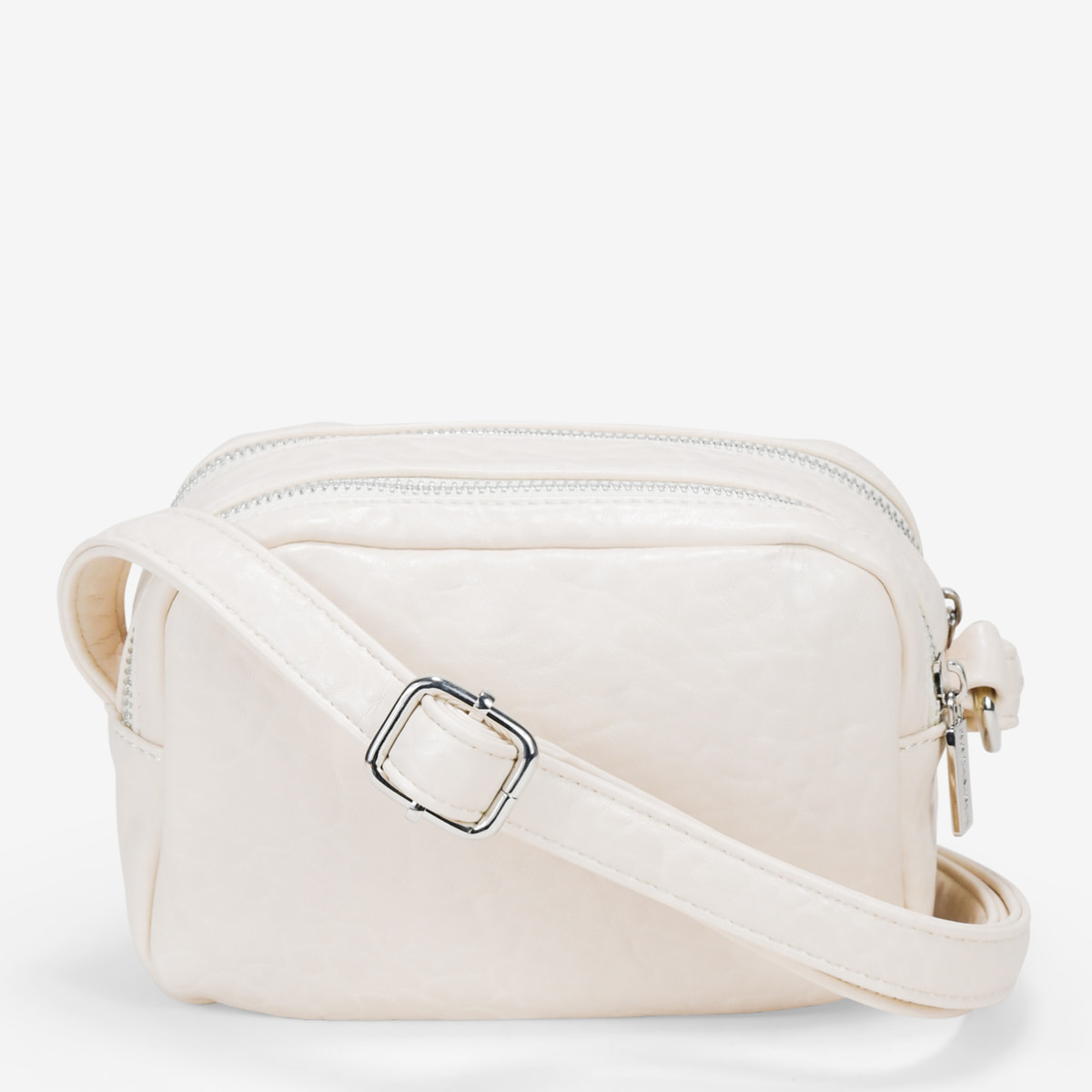Bolso bandolera blanco con doble cremallera