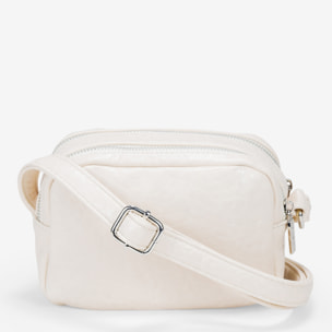 Bolso bandolera blanco con doble cremallera