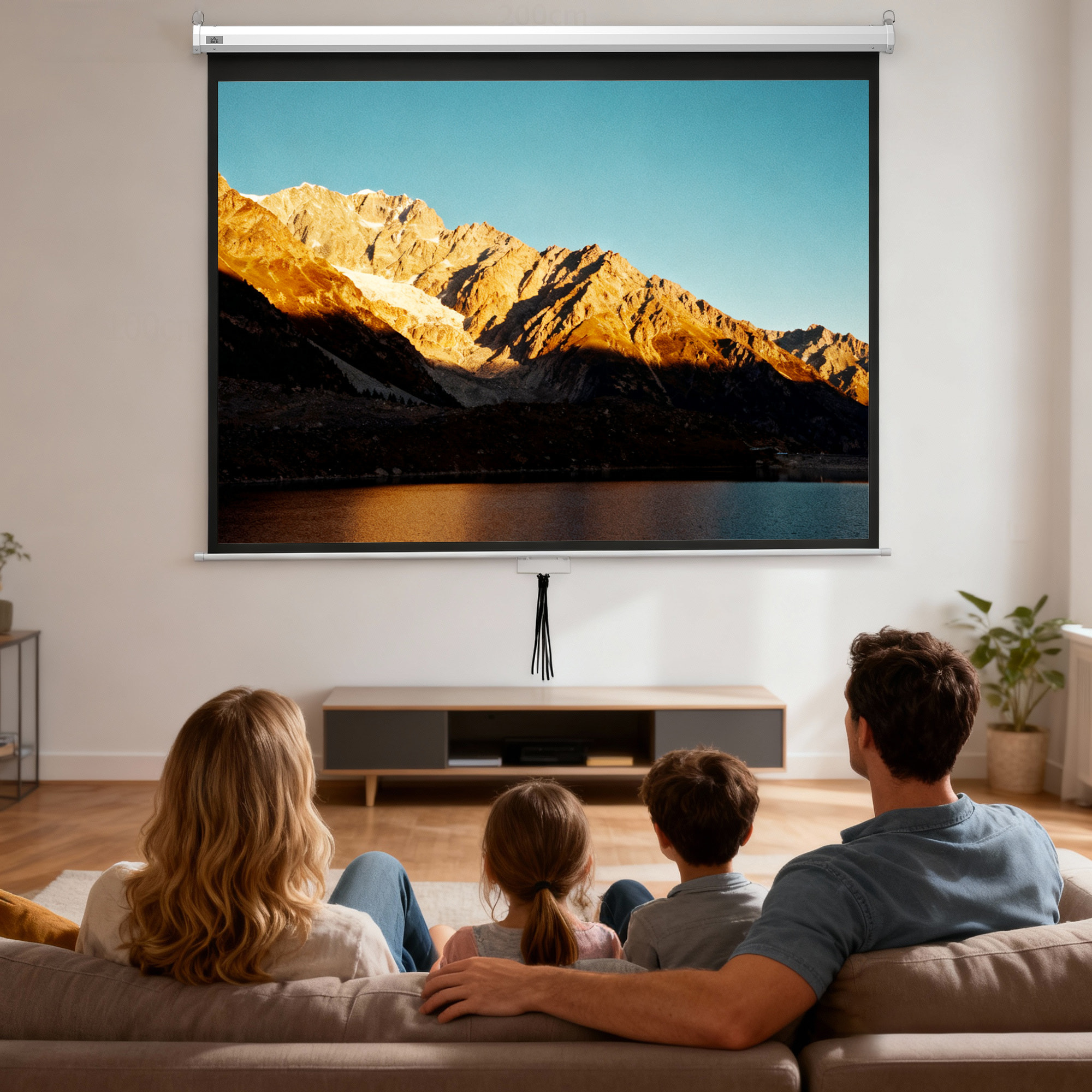 Pantalla de Proyector Manual 100 Pulgadas, Pantalla de Proyección, Formato 4:3/16:9, para Interior y Exterior, Cine en Casa, Oficina, Patio, 203x152 cm, Blanco