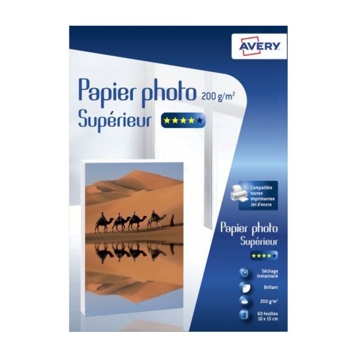 Papier photo AVERY 60 Photos brillantes 10x15 200g/m²