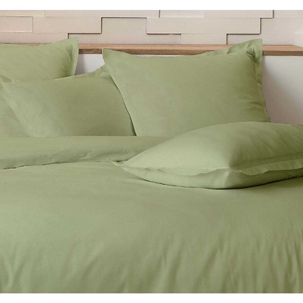 Parure De Couette + 2 taies 100% percale De Coton 80 Fils/cm2-uni Sauge