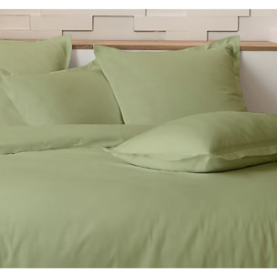Parure De Couette + 2 taies 100% percale De Coton 80 Fils/cm2-uni Sauge