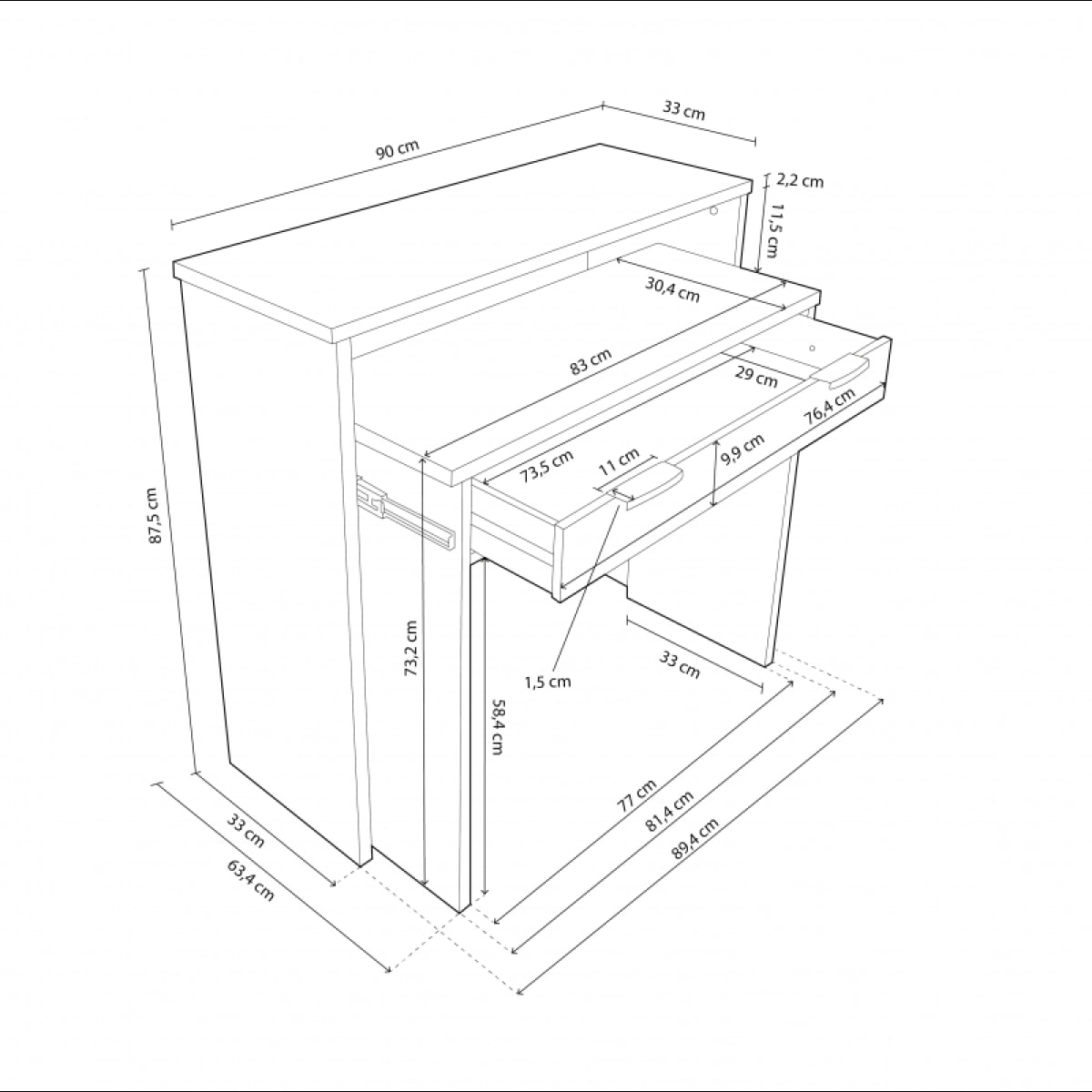 Mesa de escritorio consola Aput Blanco