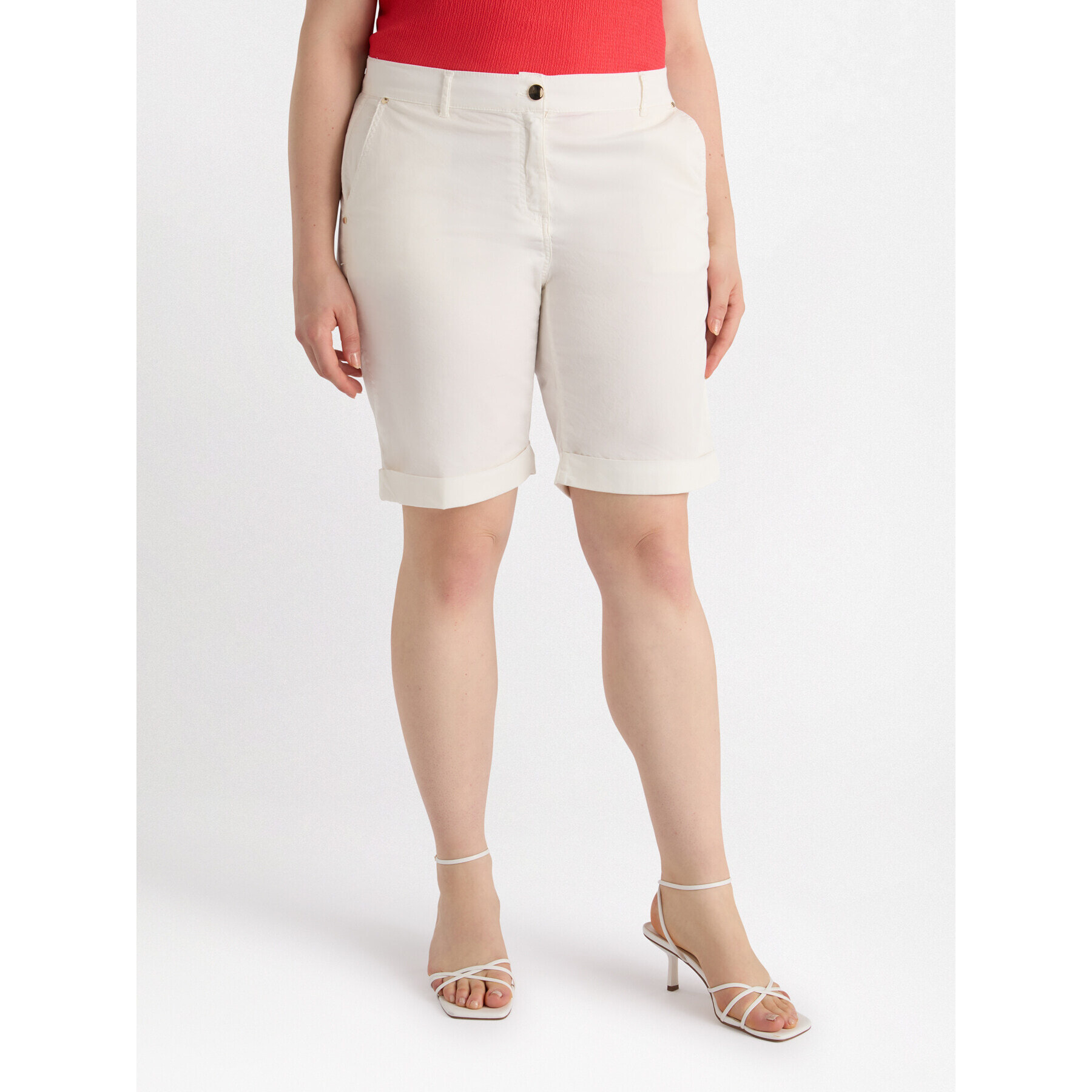 Fiorella Rubino - Pantaloni corti in cotone stretch - Bianco