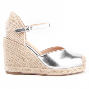 Alpargata De Cuña - Plateado - Altura: 8 Cm